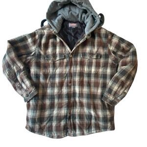 Craftsman Mens Flannel Hooded Insulated Jacket Medium Chore Plaid Workwear Farm